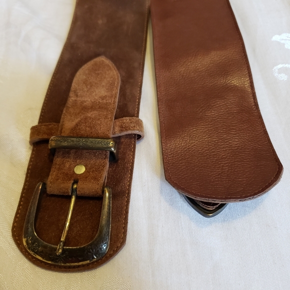 Vintage AXCESS Made in England Suede Leather Brass Belt main image 11